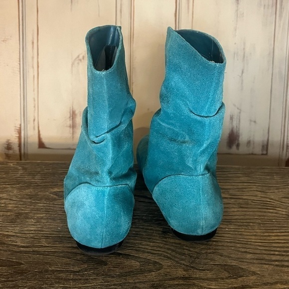 Aldo Retro Vtg Turquoise suede Ankle Slouch Booties Boots 39 - Picture 4 of 8